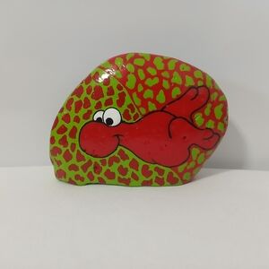 Hand-Painted Acrylic Rock-Green and Red Nerd Candy Character (Super Cute!!)